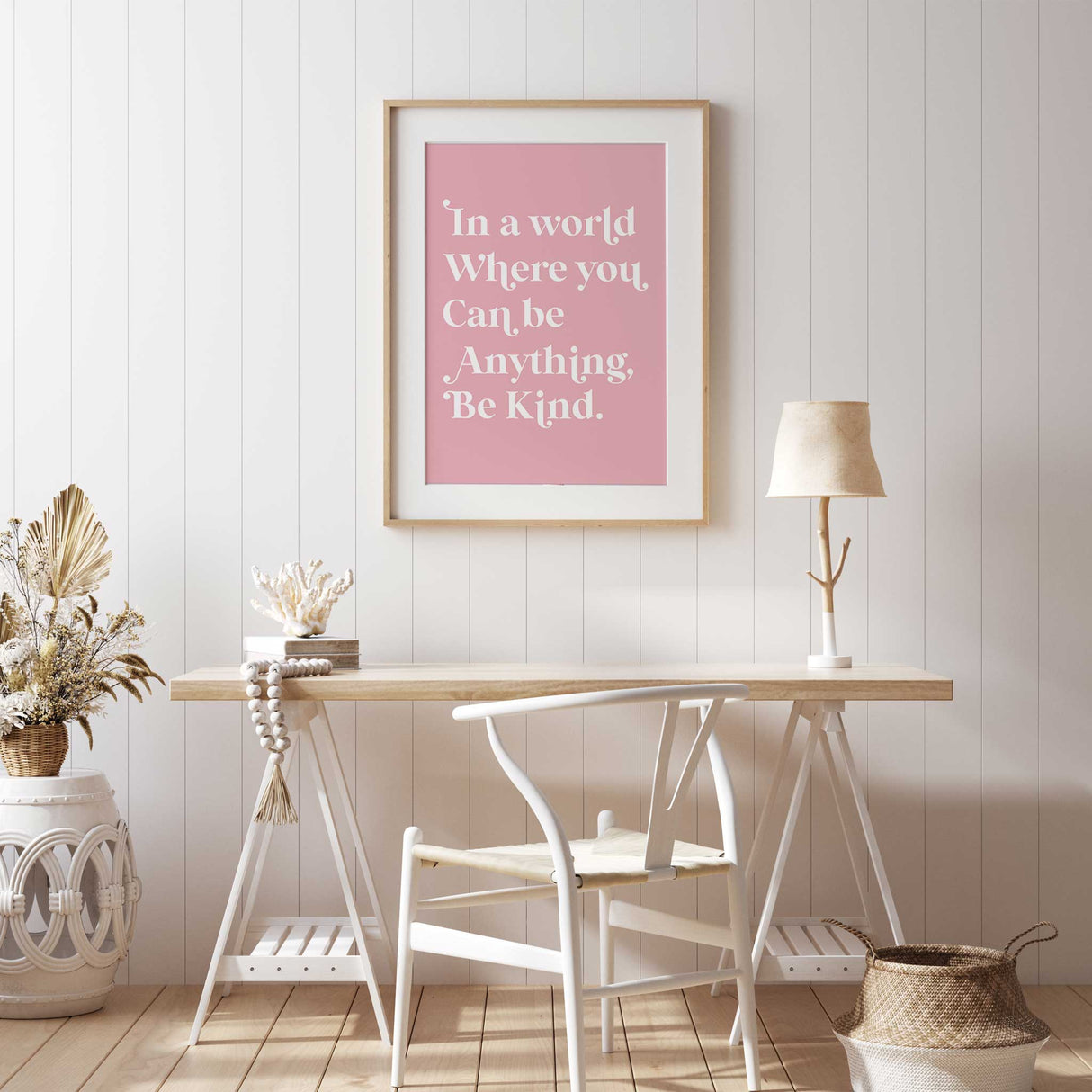 Soft pink quote wall art for modern home decor