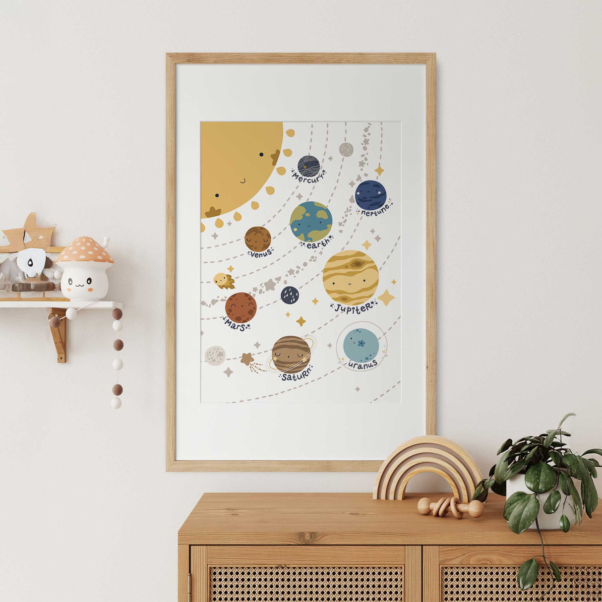 Illustration of the solar system for kids rooms and nurseries