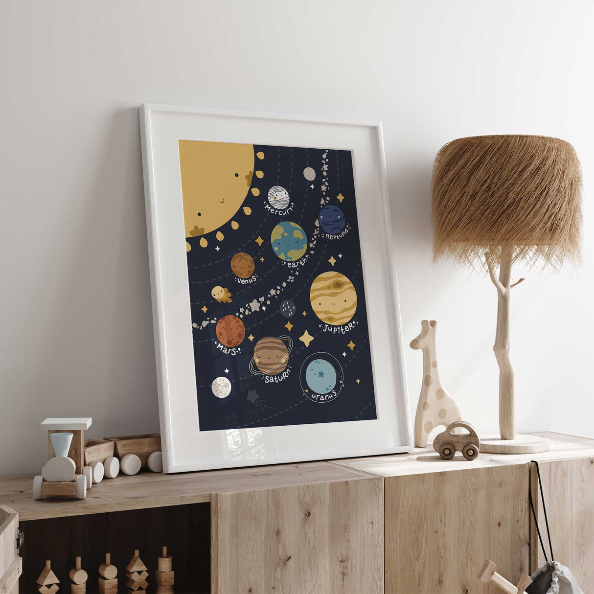 Cute solar system print perfect for kids room decoration