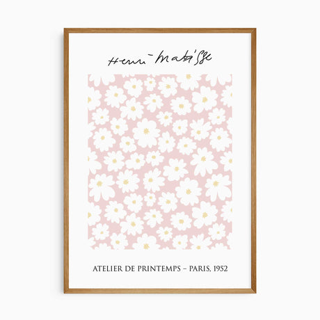 Atelier de Printemps floral poster in blush pink for nursery or teen decor
