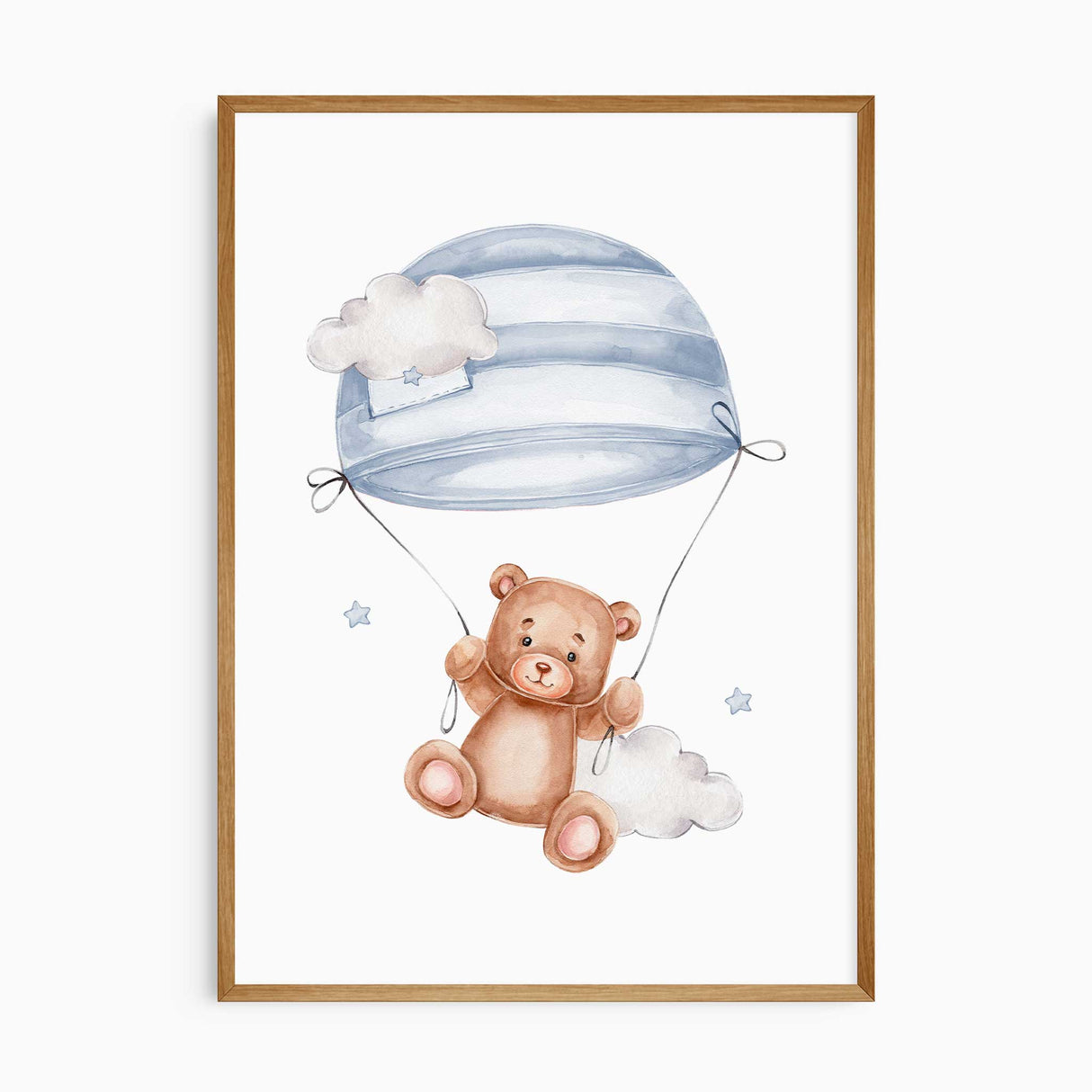Teddy bear floating in a hot air balloon wall decor