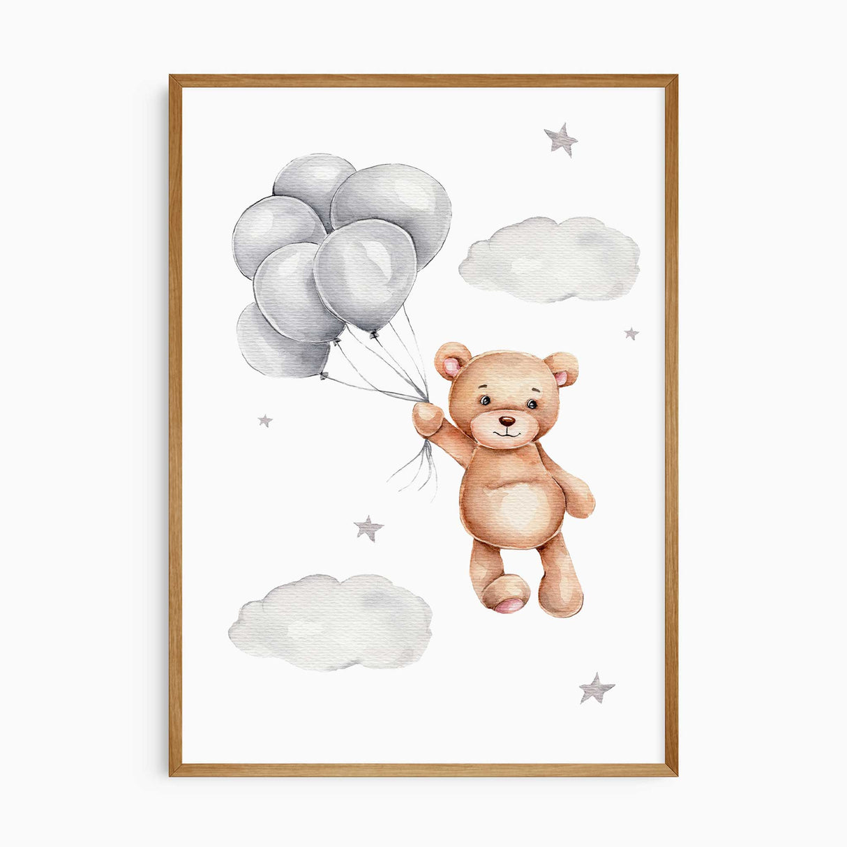 Sleeping teddy bear on crescent moon – dreamy nursery wall decor for boys