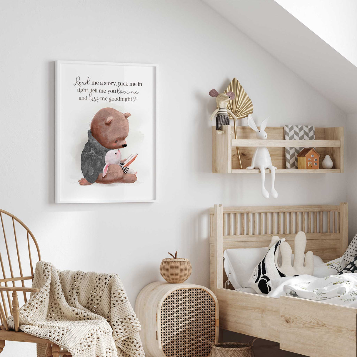 Bear and Bunny Nursery Wall Art – Bedtime Quote Print