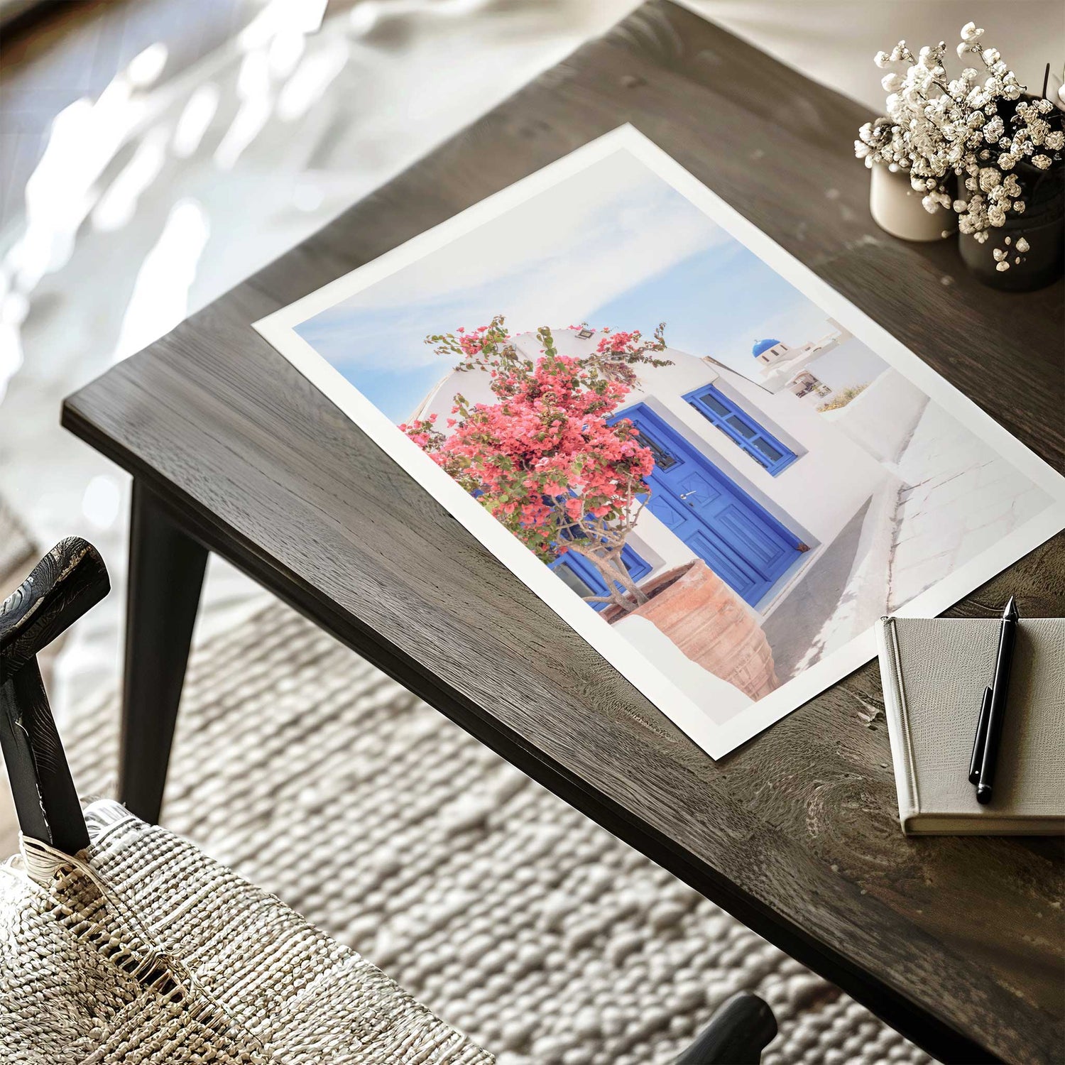 Travel photography wall art print of Santorini street scene