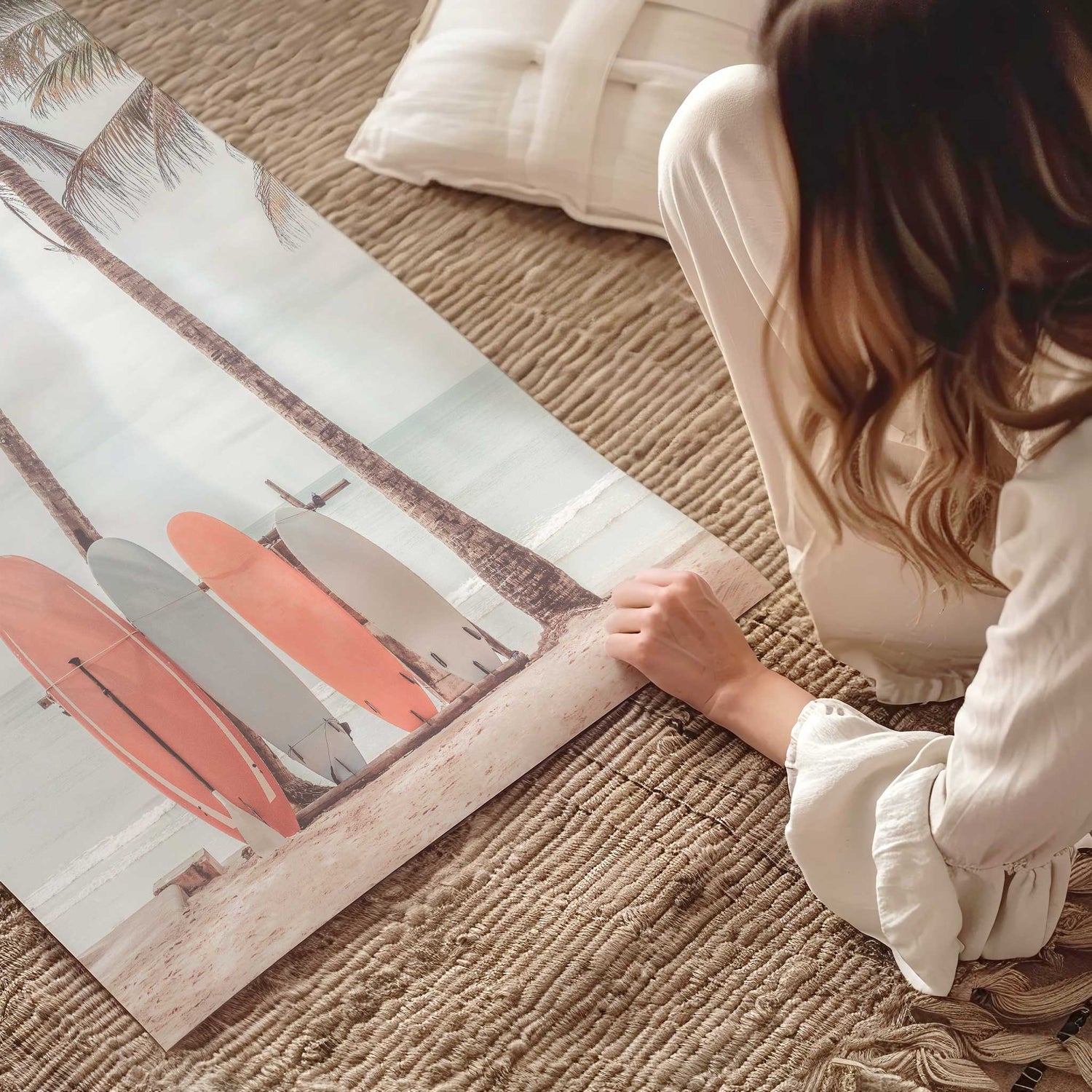 Tropical surfboard beach wall art perfect for living rooms, bedrooms, and coastal home decor.