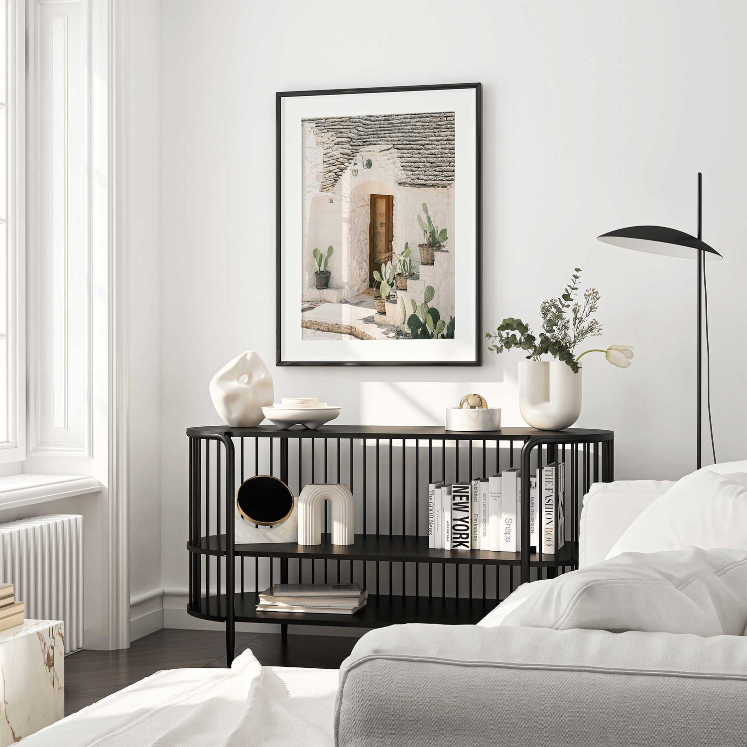 Mediterranean trullo house with cactus plants wall art