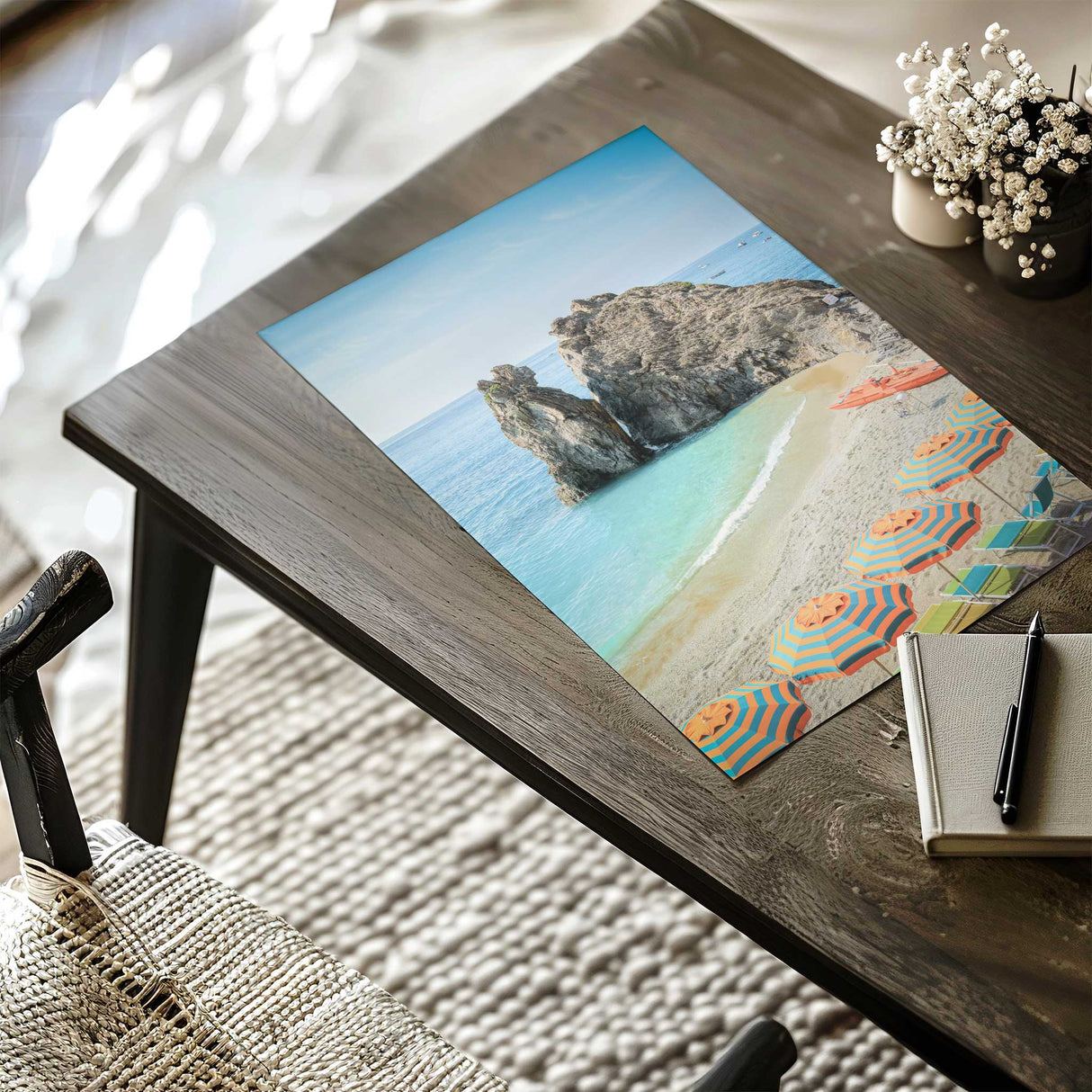 Clear turquoise water and rocky outcrop by the shore