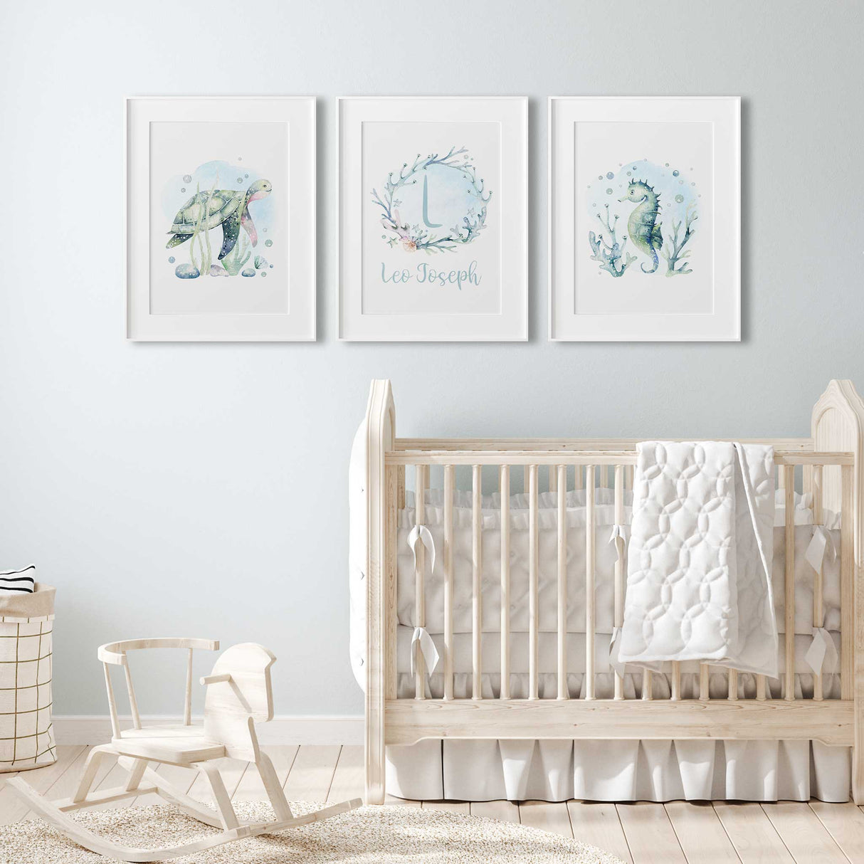 Underwater Nursery Decor – A peaceful and artistic sea creatures print to bring a calming ocean vibe to any nursery.