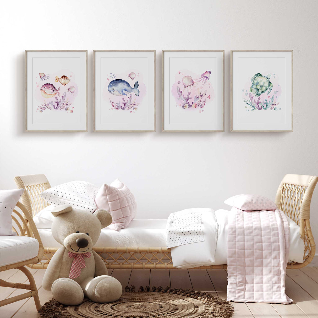 Girls Under The Sea Prints - Set of 4