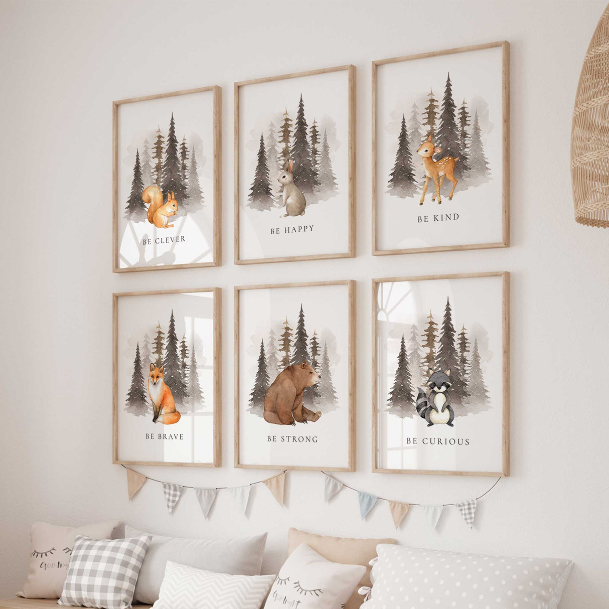 Woodland animal affirmation prints set of 6 for nursery wall