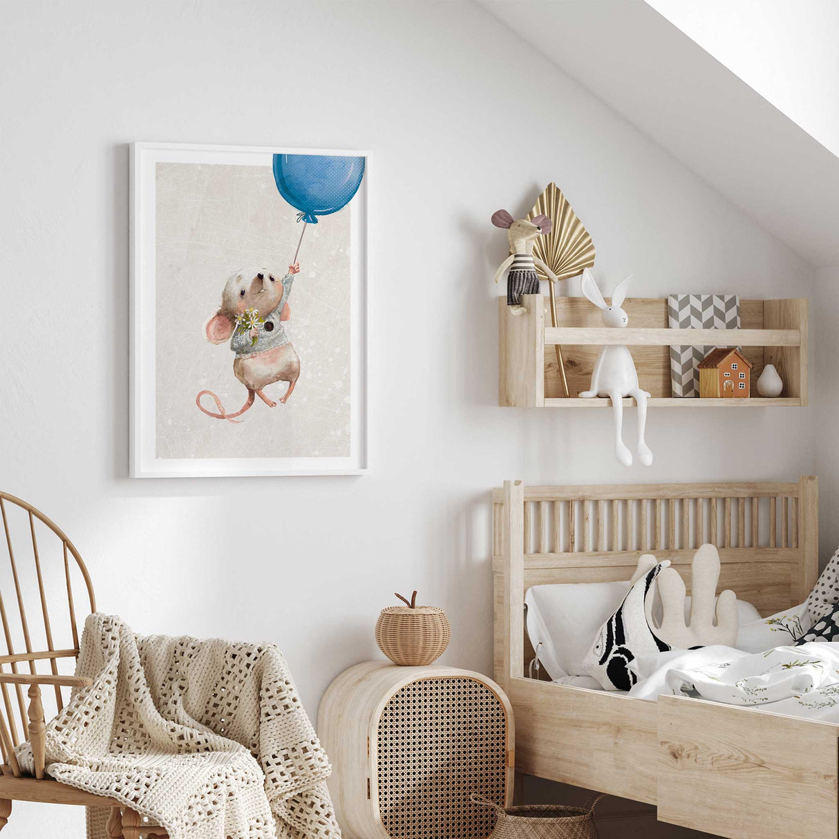 Soft woodland mouse print for nursery decor