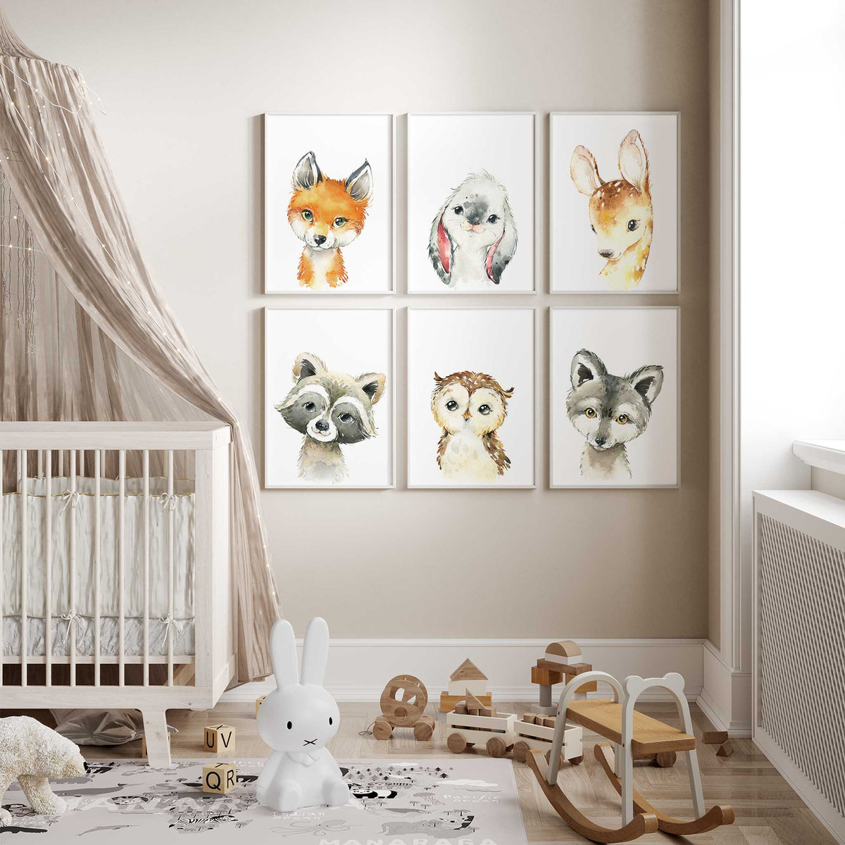 Woodland Animal Nursery Prints – Baby Wall Art Set of 6 – My Tommy Prints