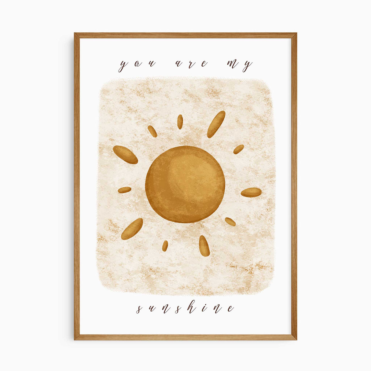 You are my sunshine nursery wall art print with warm sun illustration and neutral tones