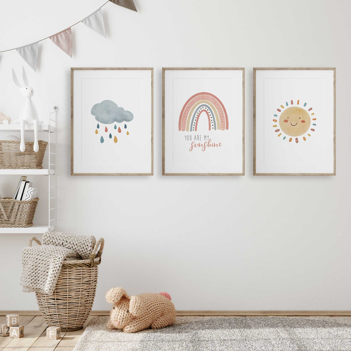girl wall art set with uplifting theme and soft colour palette