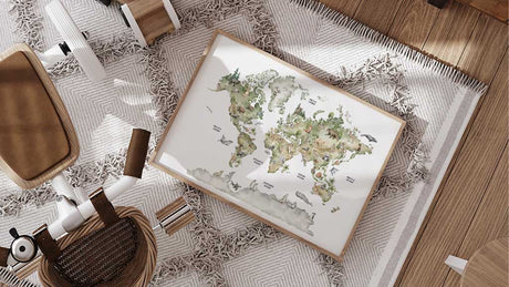 Educational world map print for children’s bedroom or playroom