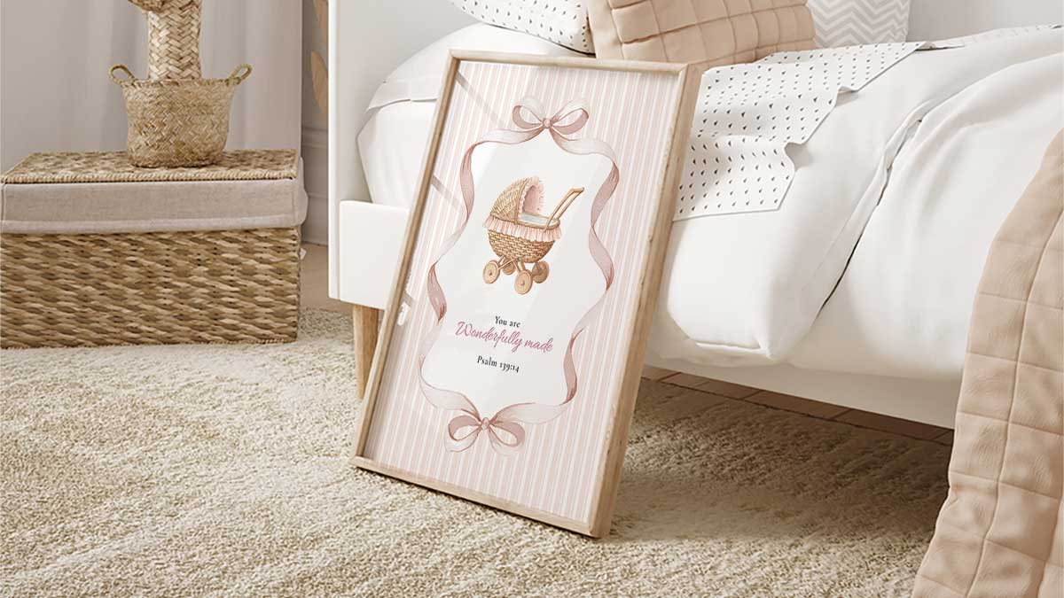 Girls christian Bible verse wall art for nursery and bedroom. faith filled scripture prints