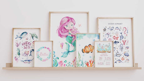 Under the sea nursery prints for girls