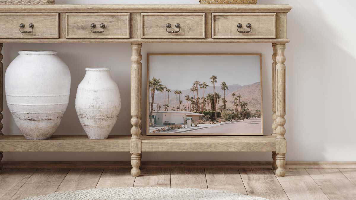 Palm Springs travel wall art collection featuring desert landscapes and mid century architecture
