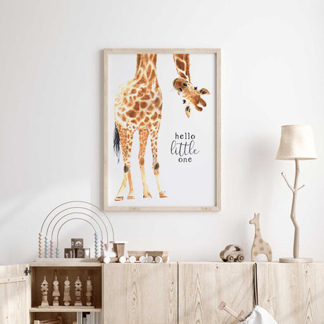 Giraffe Hello Little One Poster