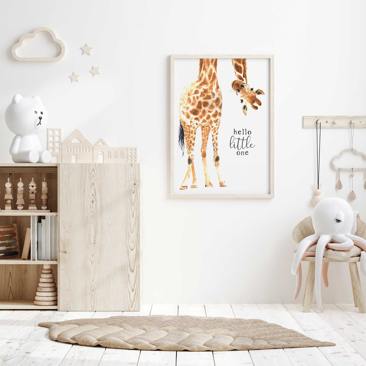 Giraffe Hello Little One Poster