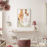 Girls Giraffe Hello Little One Poster