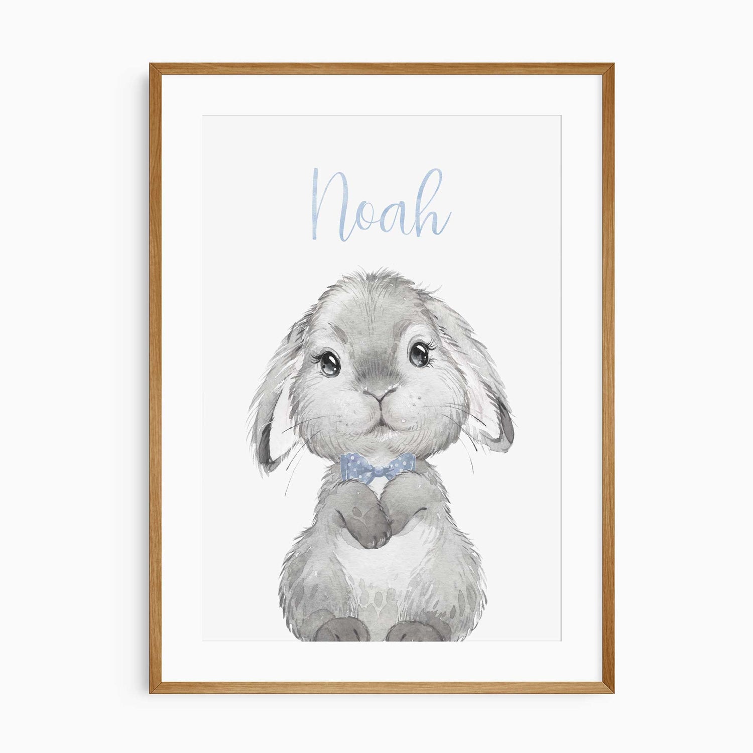Personalised Rabbit Nursery Wall Art Bunny Decor for Boys Baby