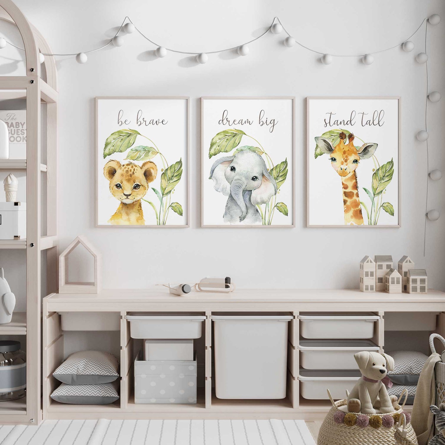 Safari Nursery Wall Art Lion Elephant Giraffe Prints Kids Room