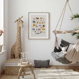 A Z alphabet animal nursery wall art educational kids room print