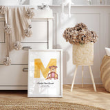 Alphabet animal nursery keepsake print personalised with name and birth information