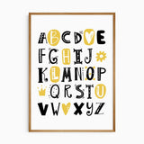 Alphabet learning wall art print for toddlers and young children