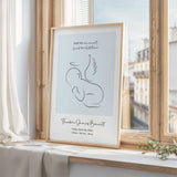 Minimal angel baby remembrance print with delicate line art and memorial quote