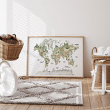 Animal World Map Print