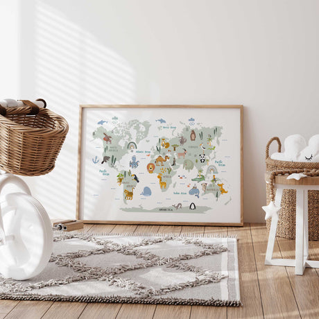 Animal World Map Print