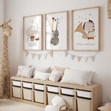 Animal music wall art for kids bedroom with playful illustrated instruments