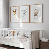Australian animal trio nursery artwork with positive affirmations