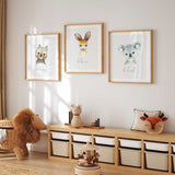 Australian nursery wall art featuring koala, kangaroo and wombat illustrations