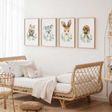 Australian nursery wall art native animals set with eucalyptus wreath design