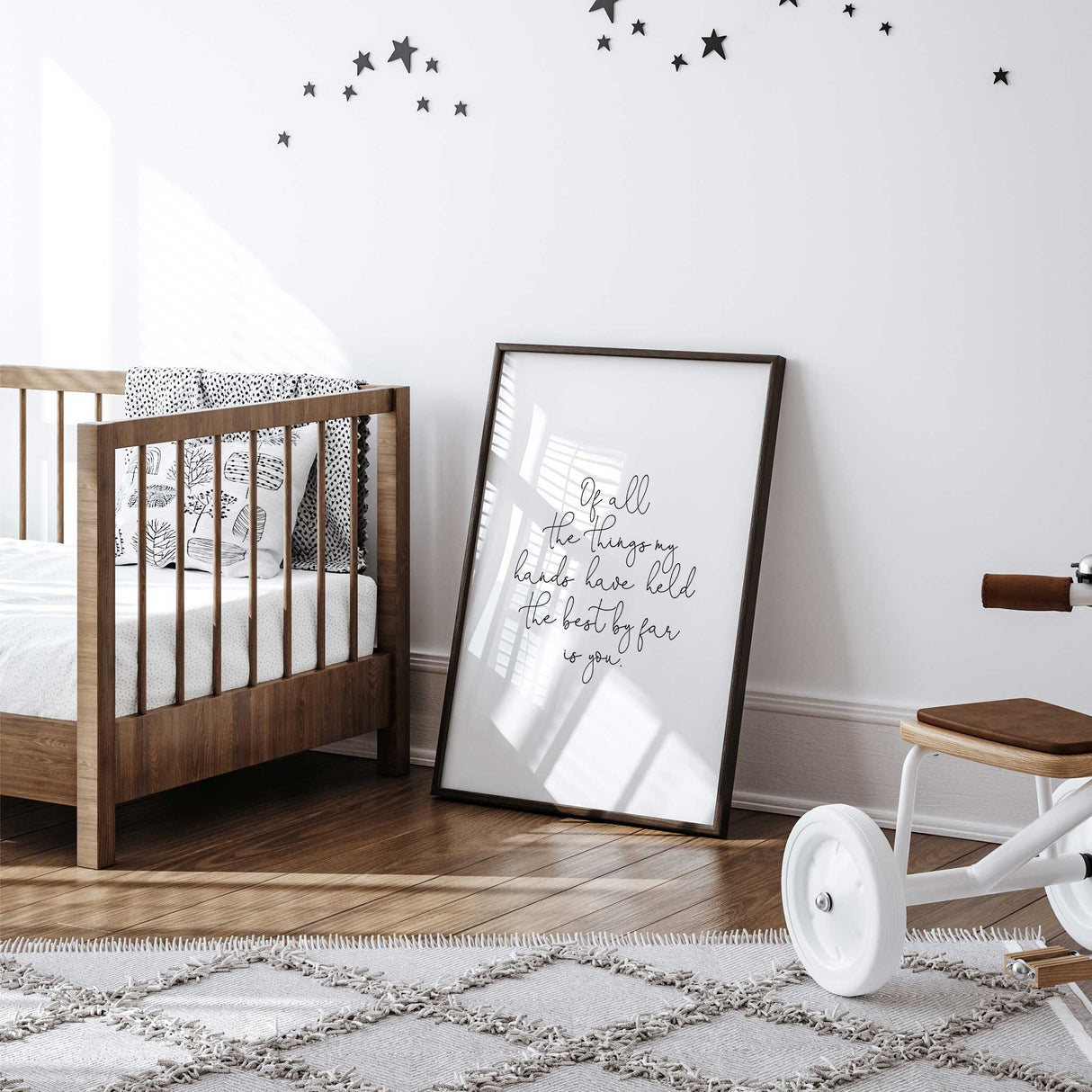 baby quote wall art with black handwritten lettering