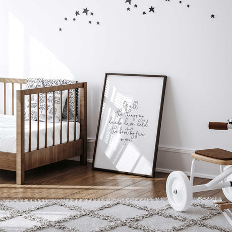 baby quote wall art with black handwritten lettering