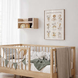 Baby room bedtime wall art with sleepy animal illustrations, stars and comforting goodnight messages.