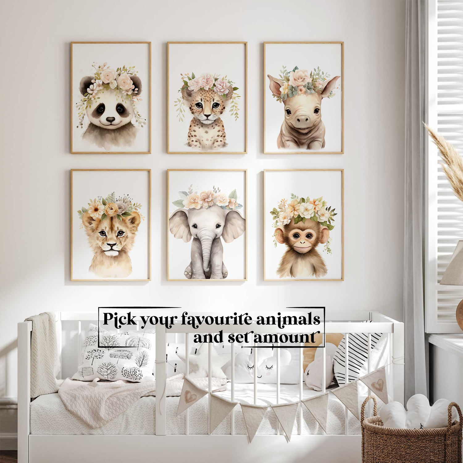 Floral Baby Animal Wall Art Set – Girls Nursery Prints My Tommy