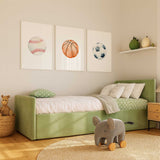 Ball wall art for playroom or boys room with three sports ball prints