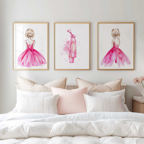 pink ballet dance wall art print for modern girls bedroom