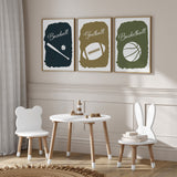 Dynamic football art and basketball decor for creating a lively sports themed room