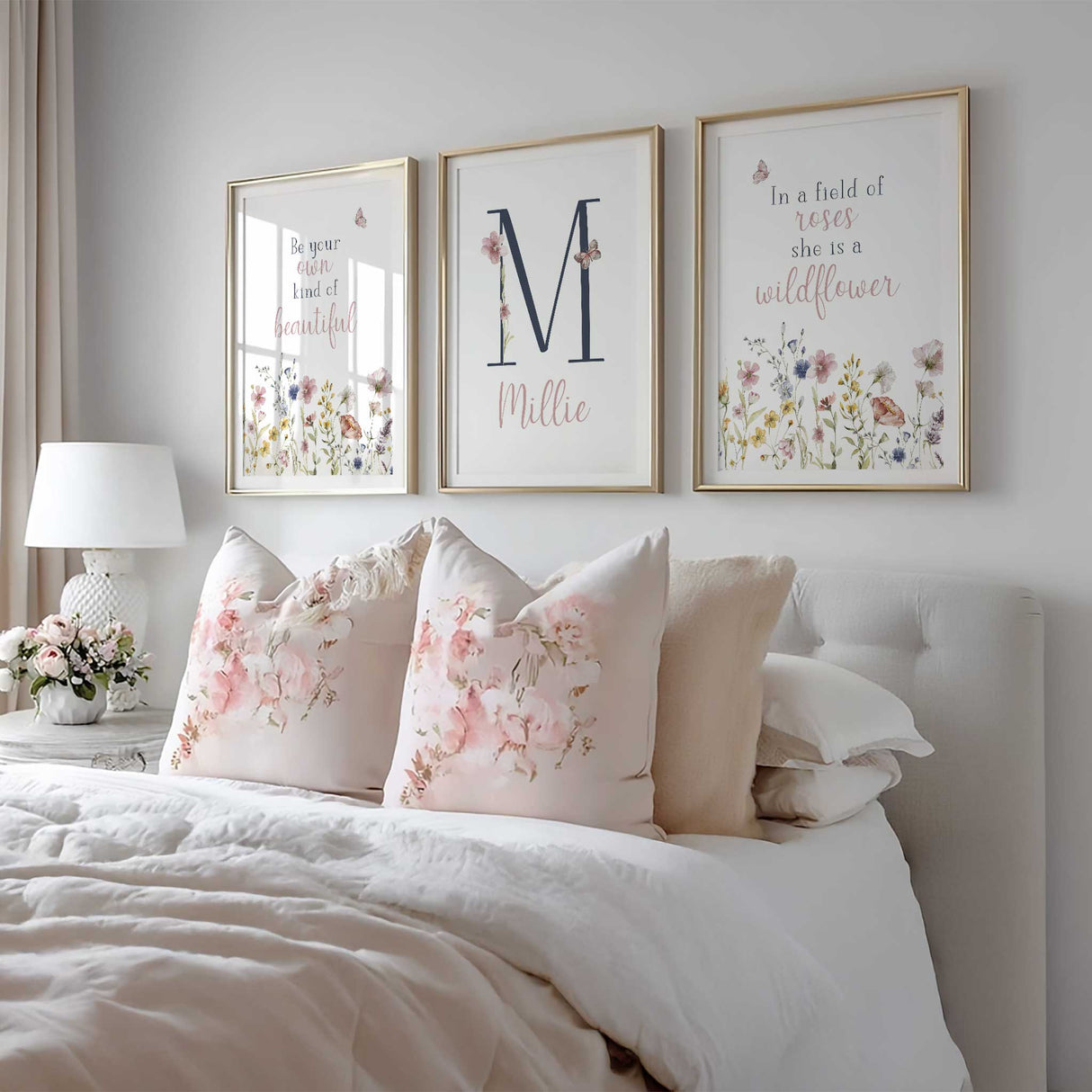 Be your own kind of beautiful floral quote print for girls nursery or bedroom