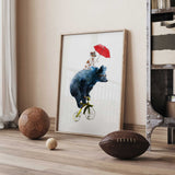 bear riding bicycle wall art for kids bedroom decor