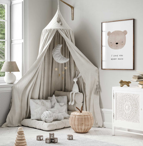 Bear quote nursery wall art featuring i love you beary much text