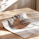 woodland bear wall art with be strong quote for kids bedroom or nursery