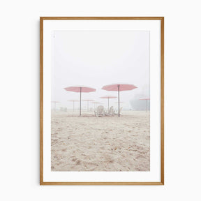 Blush beach umbrellas coastal wall art with soft neutral tones