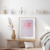blush pink palm tree wall art print for modern bedroom decor